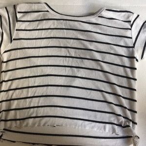 ribbed blank and white striped brandy melville top